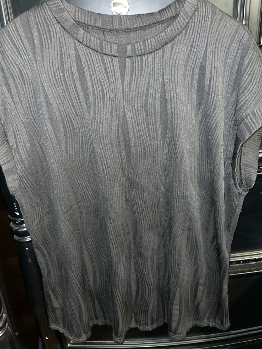 Abstract Short Sleeve Top in Black XL